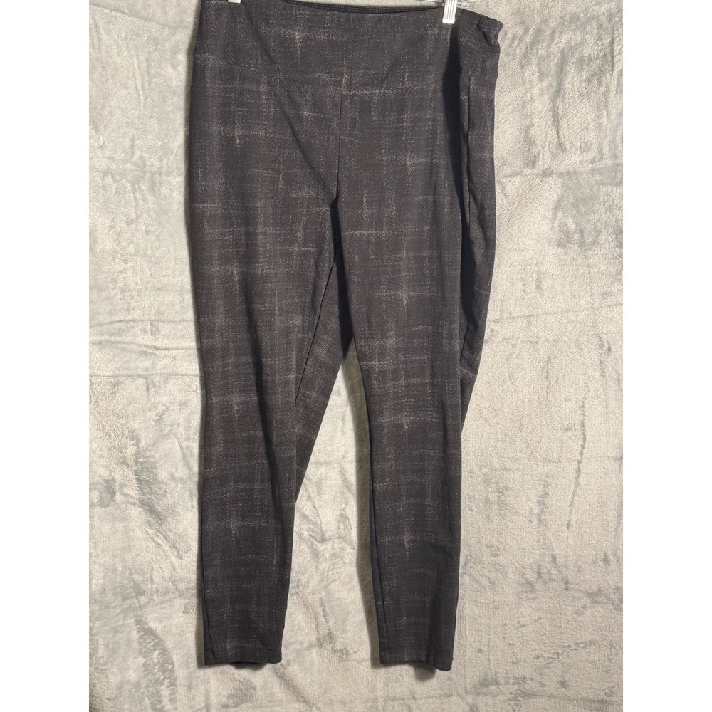 Weekend Routine Womens XL Leggings Charcoal Gray Crosshatch High Waist‎ Stretch